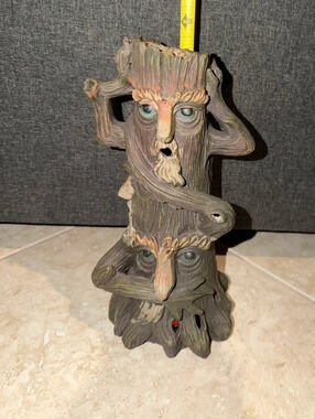 Elegant Expressions by Hosley Tree Faces Cone Incense Burner "See Hear No Evil"